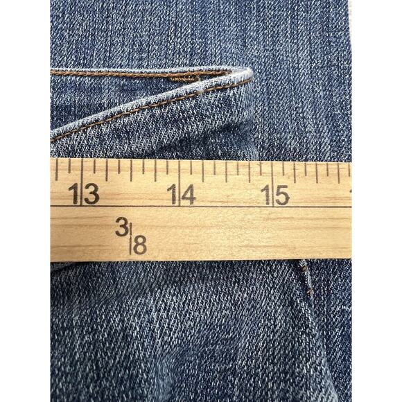 Eileen Fisher Ripped Blue Jeans Organic Cotton Mid-Rise Straight Whiskering Sz 0 - Picture 5 of 13